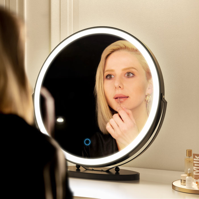 Everly Quinn Erkki Round LED Metal Dresser Mirror & Reviews Wayfair